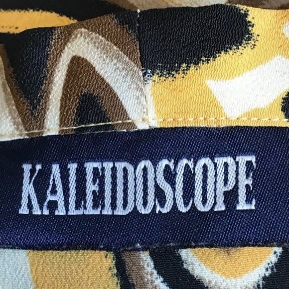 Kaleidoscope Sleeveless Blouse Womens Size M Brown Gold Tie‎ Neck Side Zipper - Picture 8 of 10